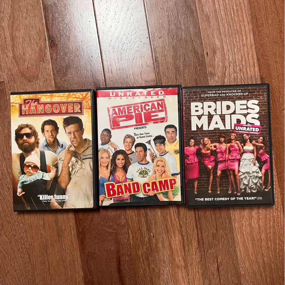 Set of 3 funny comedy DVDs! American Pie Band Camp, Bridesmaids, The Hangover